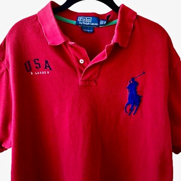 Polo Ralph Lauren USA Red Golf Shirt Embroidered Big Pony - Picture 8 of 13